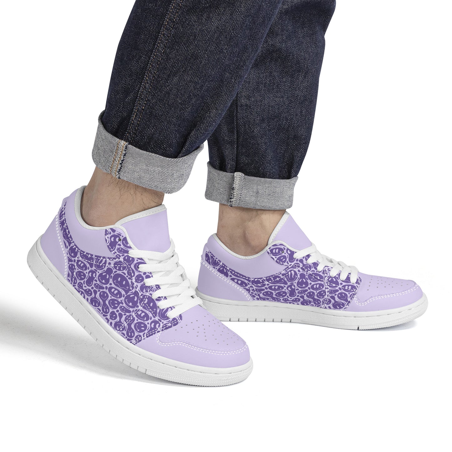 Dark Purple Smiley Face  - Skate Sneakers