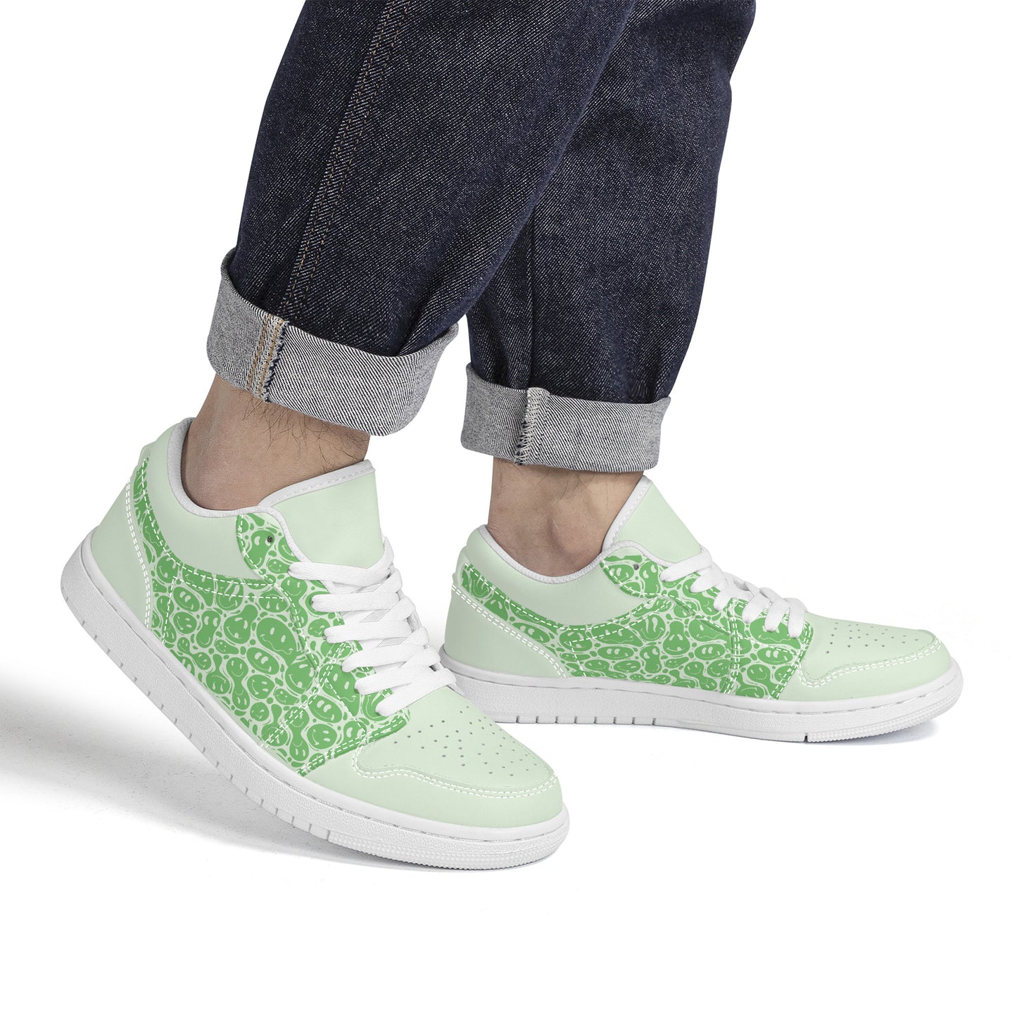 Mint Green Smiley Face - Skate Sneakers